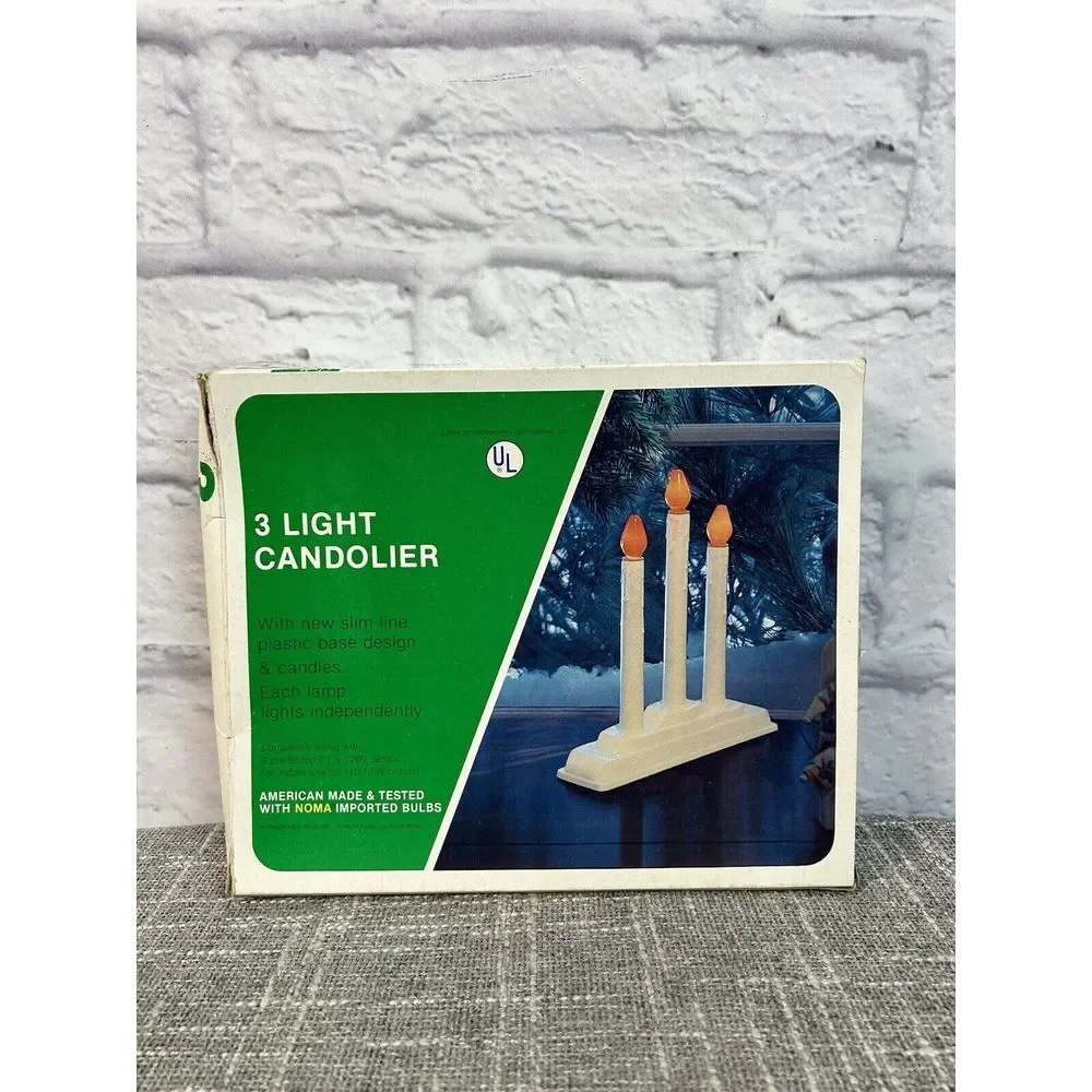 Vintage Noma 3‎ Light Candolier Christmas Holiday Candle Decor w Box